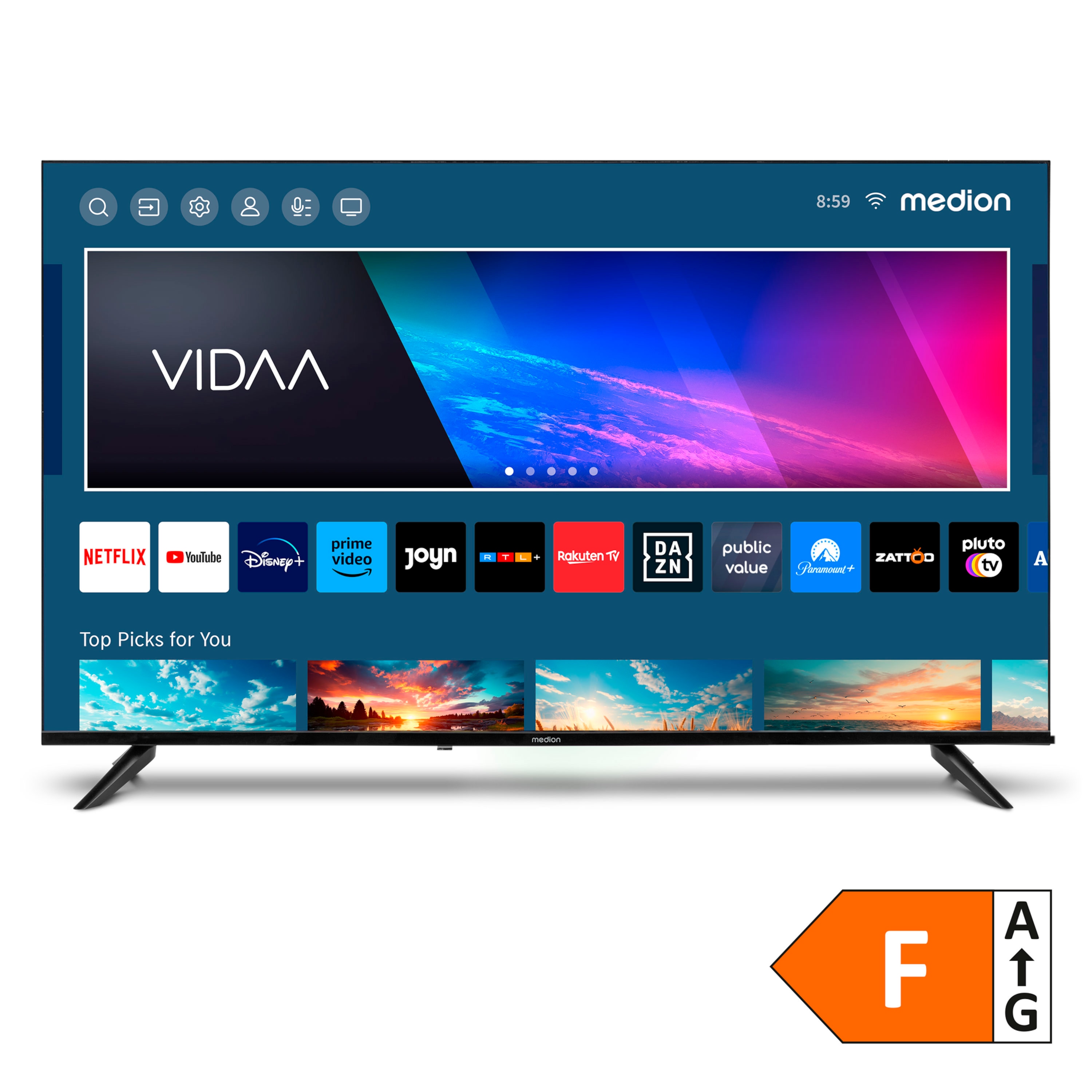 MEDION Entertainment-Bundle - LIFE® X14308 (MD 31640) Ultra HD LCD Smart-TV, 108 cm (43'') Ultra HD Display + Soundbar MEDION® LIFE® P61155 (MD44055)